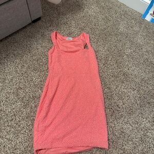 Embellished Square Neck Mini Dress in Pink